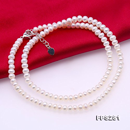 JYX Juegos de joyas de perlas Juego de brazalete de perlas blancas de tamaño pequeño 4.5-5.5 mm