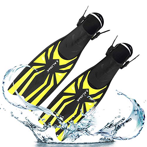 JZH-Light - Aletas de natación unisex para buceo, aletas medianas y largas, aletas para apnea y esnorkeling Swim Diving Training pie Flipper Gel de sílice Flippers inmersión profunda profesional, L