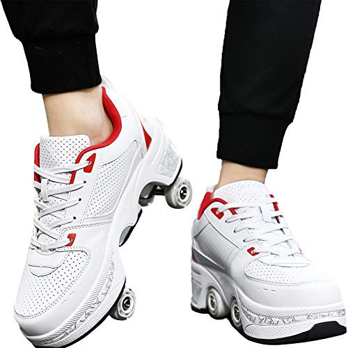 JZIYH Hombres Patines En Línea De Nuevo Diseño, Mujeres Patines De Ruedas Ajustables, Adecuados para Adultos Y Niños,White+Red,39