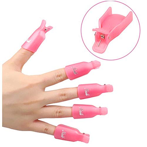 JZK 10 clip para los dedos + 10 clip para pies + 200 algodón + 1 curette, kit de herramientas de pinza de ropa para uñas removedor el esmalte semipermanentes