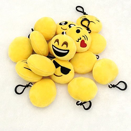 JZK 38pcs Mini Juguete de Peluche, Emoji Llavero emoticonos llaveros emoción para niños y Adulto Regalo Fiesta de cumpleaños Navidad favores Rellenos Bolso Partido Decoraciones