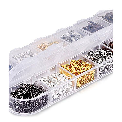 JZK Kit para hacer bisutería, 140 x Gancho langosta + 990 abierto anillos de salto, accesorios para hacer bisutería pulseras collares colgantes bisutería joyas llaveros