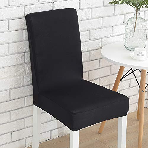 JZK Set 6 x Funda de Silla Spandex Negro con Respaldo Alto elástico, Fundas elásticas para sillas de Comedor para sillas de Fiesta, Silla de Boda, Silla de Comedor