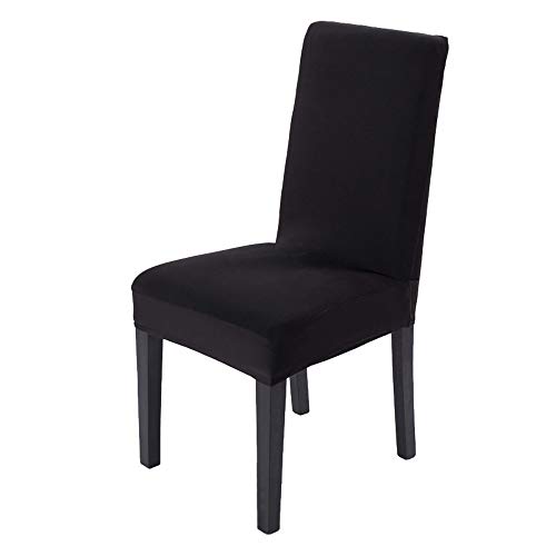 JZK Set 6 x Funda de Silla Spandex Negro con Respaldo Alto elástico, Fundas elásticas para sillas de Comedor para sillas de Fiesta, Silla de Boda, Silla de Comedor