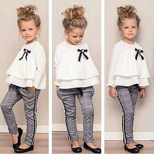 K-youth Conjunto de Ropa para Niñas Ropa Bebe Niño Camiseta de Manga Larga Blusas Niña Top y Pantalones 1-6 Años(Blanco, 2-3 años)