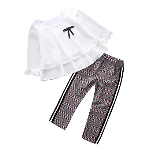 K-youth Conjunto de Ropa para Niñas Ropa Bebe Niño Camiseta de Manga Larga Blusas Niña Top y Pantalones 1-6 Años(Blanco, 2-3 años)