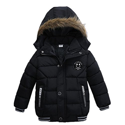 K-youth® Ropa Niño Invierno Sudadera con Capucha Abrigo De Algodón Engrosamiento Chaqueta (Negro, 3 años)