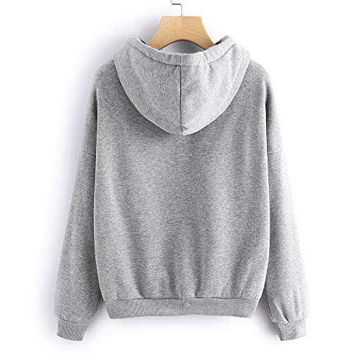 K-youth Sudadera con Capucha de Manga Larga con Estampado de Corazones para Mujer Deporte Sudaderas Mujer Tumblr Invierno Anchas (Gris, M)