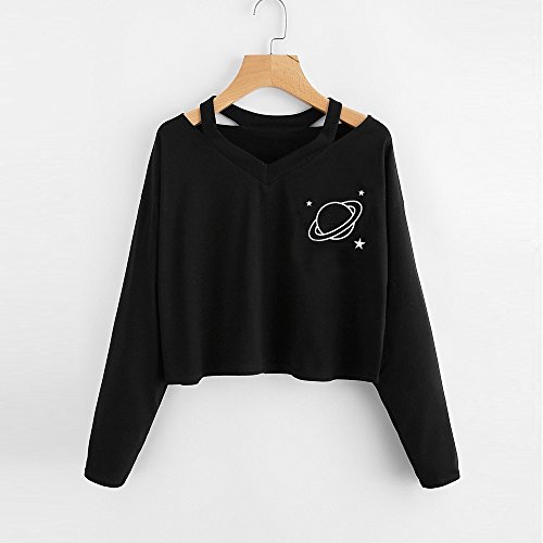 K-youth sudadera mujer Mujer Sudaderas Cortas, Tumblr Cortas Otoño Invierno Chicas Cuello V Hueco Planeta Ropa Moda Manga Larga Blusa Tops Hoodie Sweatshirt Camiseta(Negro, S) K-youth sudadera mujer Mujer Sudaderas Cortas, Tumblr Cortas Otoño Invierno Chicas Cuello V Hueco Planeta Ropa Moda Manga Larga Blusa Tops Hoodie Sweatshirt Camiseta(Negro, S)