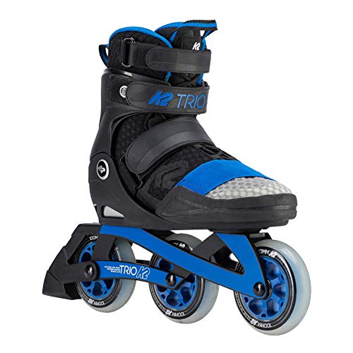 K2 Trio 100 - Patines en línea Unisex para Adultos, Color Negro y Azul, Talla 43,5 EU