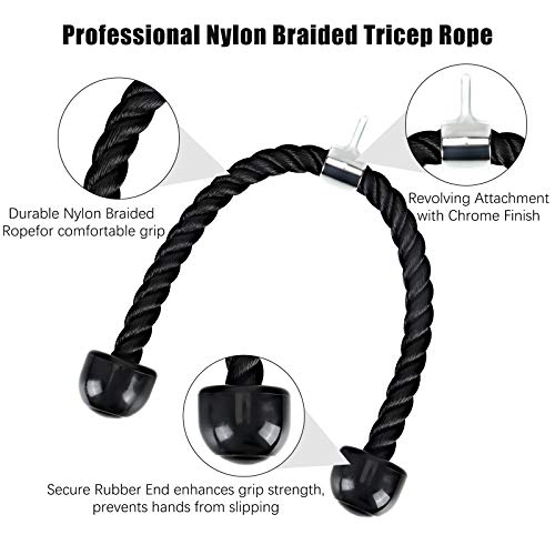 Kacsoo Rodillo de muñeca para antebrazo Entrenador de entrenamiento de fuerza para brazos para estiramientos laterales,sistema de cable polea de fitness con manillar de tríceps y correas de extracción