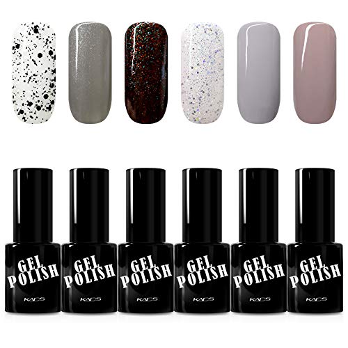 KADS Kit Uñas de Gel Esmalte Semipermanente de Color 6pcs Laca Soak Off Top Coat Base Coat UV LED Manicura Arte 9.5ml KADS Kit Uñas de Gel Esmalte Semipermanente de Color 6pcs Laca Soak Off Top Coat Base Coat UV LED Manicura Arte 9.5ml