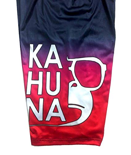 Kahuna Store Shorts de baño Bañador de Hombre y Niño Rojo Degradado para un Look Surfero Cordón Rojo Bolsillo Lateral con Cierre de Cremallera Cintura elástica Secado rápido para Vacaciones (XXL)