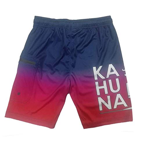 Kahuna Store Shorts de baño Bañador de Hombre y Niño Rojo Degradado para un Look Surfero Cordón Rojo Bolsillo Lateral con Cierre de Cremallera Cintura elástica Secado rápido para Vacaciones (XXL)