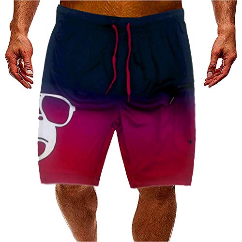 Kahuna Store Shorts de baño Bañador de Hombre y Niño Rojo Degradado para un Look Surfero Cordón Rojo Bolsillo Lateral con Cierre de Cremallera Cintura elástica Secado rápido para Vacaciones (XXL)