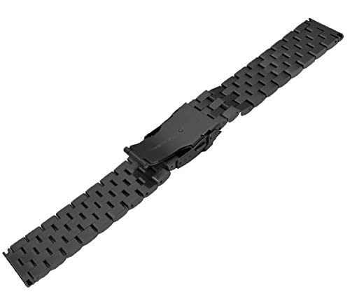 Kai Tian Banda de reloj de acero inoxidable de 5 filas para hombres Correa reloj de metal negro Bandas de reloj de vestir con clase de 22mm Cierre de implementación