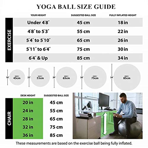 KAIDILA Bola Equilibrio Anti-explosión Pelota de Ejercicio Bola de Gimnasia con Bomba for Yoga Pilates Fitness Rehabilitación Ejercicios-Negro 105cm