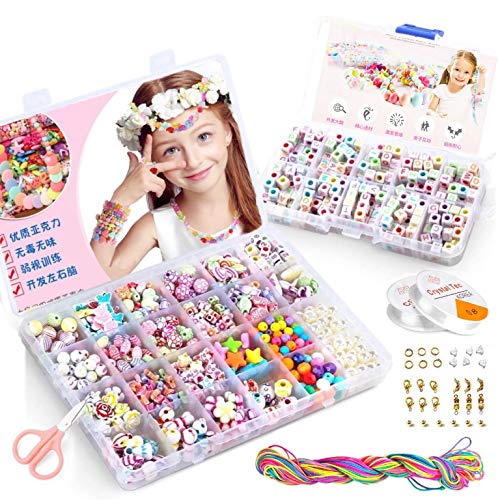 KAIMIRUI 1200pcs Cuentas para la Fabricación de Joyas para Niños Pulseras Collares de Joyas para Niñas Niños Bricolaje Conjunto de Cuentas (Pulsera) KAIMIRUI 1200pcs Cuentas para la Fabricación de Joyas para Niños Pulseras Collares de Joyas para Niñas Niños Bricolaje Conjunto de Cuentas (Pulsera)