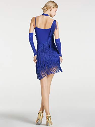 Kaiyei Hembra Latina Baile Traje de Malla Lentejuelas Borla Latina Ropa Vestido para Las Mujeres de América Latina Salsa Ballroomdance Vestidos Zafiro XL Kaiyei Hembra Latina Baile Traje de Malla Lentejuelas Borla Latina Ropa Vestido para Las Mujeres de América Latina Salsa Ballroomdance Vestidos Zafiro XL