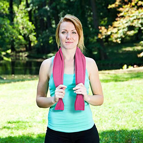 KAKOO Toalla fría 2pcs Cooling Towel de Rosa roja y Azul Real de Fibra fría para absorver Sudor y Bajar Temperatura del Cuerpo en Verano al Hacer Deporte en Gimnasia y Estadio o está en Fibre