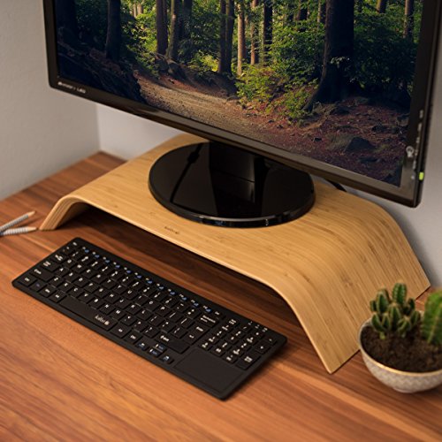 kalibri Soporte TV de Madera - Mesa Auxiliar para Ordenador - Elevador de Monitor Universal - Plataforma de bambú con Espacio para Teclado en marrón kalibri Soporte TV de Madera - Mesa Auxiliar para Ordenador - Elevador de Monitor Universal - Plataforma de bambú con Espacio para Teclado en marrón
