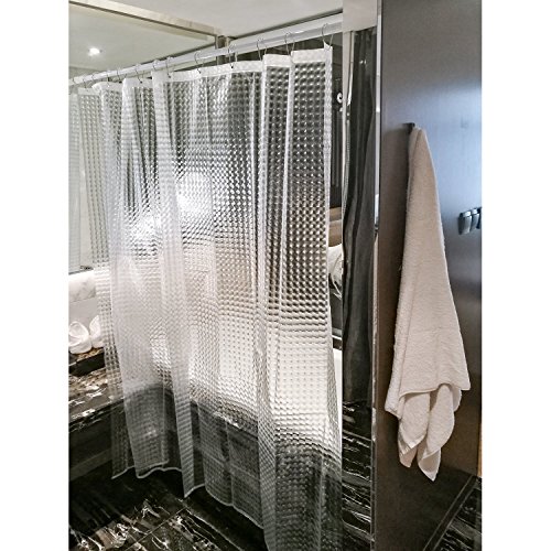 Kalokelvin Cortina Ducha, Semi-Transparente 3D Cortinas Baño Antimoho y Lavables EVA Impermeable Cortinas Bañera 180x180CM con 12 Aros de Acero Inoxidable (3D Enrejado) Kalokelvin Cortina Ducha, Semi-Transparente 3D Cortinas Baño Antimoho y Lavables EVA Impermeable Cortinas Bañera 180x180CM con 12 Aros de Acero Inoxidable (3D Enrejado)