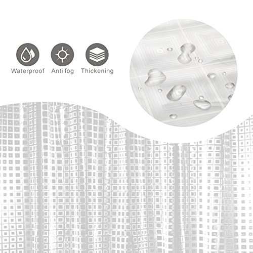 Kalokelvin Cortina Ducha, Semi-Transparente 3D Cortinas Baño Antimoho y Lavables EVA Impermeable Cortinas Bañera 180x180CM con 12 Aros de Acero Inoxidable (3D Enrejado)