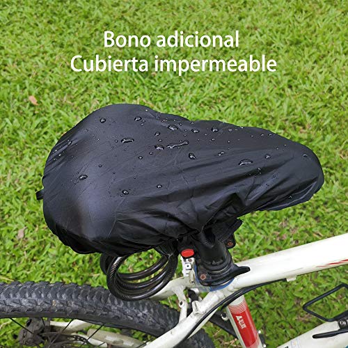 kalwason Funda Sillin Bicicleta Gel para Bicicleta Estática, Bicicleta de Montaña, Bicicleta de Niño, Bonificación con Funda Impermeable kalwason Funda Sillin Bicicleta Gel para Bicicleta Estática, Bicicleta de Montaña, Bicicleta de Niño, Bonificación con Funda Impermeable