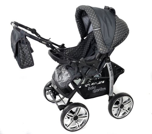 Kamil, Classic 3-in-1 Travel System with 4 STATIC (FIXED) WHEELS incl. Baby Pram, Car Seat, Pushchair & Accessories (3-in-1 Travel System, Gray & Polka Dots) Kamil, Classic 3-in-1 Travel System with 4 STATIC (FIXED) WHEELS incl. Baby Pram, Car Seat, Pushchair & Accessories (3-in-1 Travel System, Gray & Polka Dots)