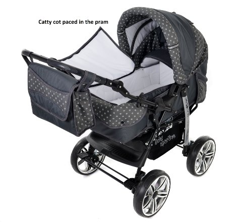 Kamil, Classic 3-in-1 Travel System with 4 STATIC (FIXED) WHEELS incl. Baby Pram, Car Seat, Pushchair & Accessories (3-in-1 Travel System, Gray & Polka Dots) Kamil, Classic 3-in-1 Travel System with 4 STATIC (FIXED) WHEELS incl. Baby Pram, Car Seat, Pushchair & Accessories (3-in-1 Travel System, Gray & Polka Dots)