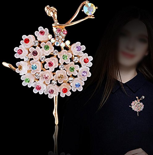 Kanggest Broche para Mujer Creativa Moda Estilo de mujer de ballet diamante Broche Elegante Broches para Ropa Bufanda Vestidos