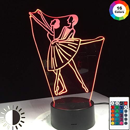 KangYD Luz nocturna 3D Ballet Dancing Women, lámpara de ilusión óptica LED, F - Base de audio Bluetooth (5 colores), Regalo de Navidad, Regalo para amigo, USB alimentado