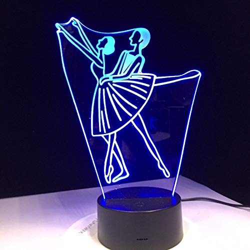 KangYD Luz nocturna 3D Ballet Dancing Women, lámpara de ilusión óptica LED, F - Base de audio Bluetooth (5 colores), Regalo de Navidad, Regalo para amigo, USB alimentado