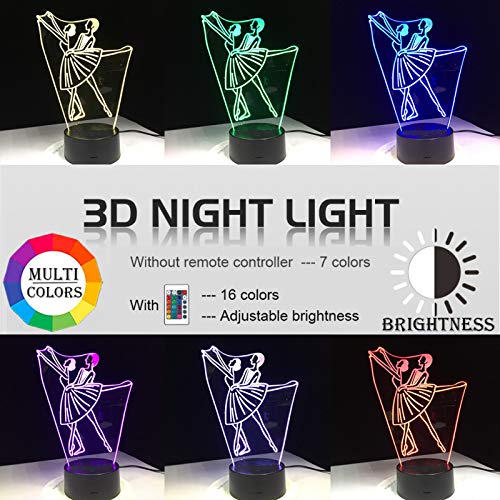 KangYD Luz nocturna 3D Ballet Dancing Women, lámpara de ilusión óptica LED, F - Base de audio Bluetooth (5 colores), Regalo de Navidad, Regalo para amigo, USB alimentado