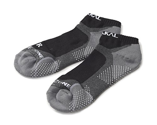 KARAKAL - Calcetines deportivos X4 Quad Density - 1 par - Medias de corte bajo - Transpirable, amortiguación con suela antideslizante - Adecuado para bádminton, squash, tenis, hockey, running, fitness, vida cotidiana, etc. - Mujeres y hombres - Negro / Gr