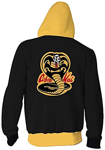 Karate Kid Cobra Kai Sudadera con Capucha De Manga Raglán Impresa En 3D Sudadera con Cremallera Retro