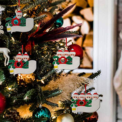 Kardition 2020 Adornos Navideños, Adornos Árbol de Navidad Decoraciones Navideñas Personalizadas para Familias Sobrevivida, Regalo Creativo de Navidad Decoración Casa, Familia de 1,2,3,4 [6 PCS]