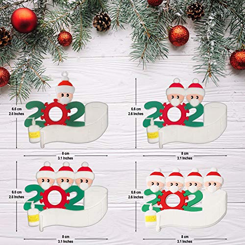 Kardition 2020 Adornos Navideños, Adornos Árbol de Navidad Decoraciones Navideñas Personalizadas para Familias Sobrevivida, Regalo Creativo de Navidad Decoración Casa, Familia de 1,2,3,4 [6 PCS]