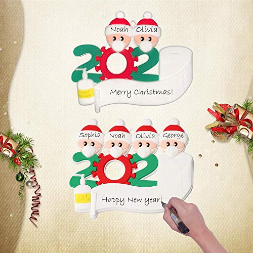Kardition 2020 Adornos Navideños, Adornos Árbol de Navidad Decoraciones Navideñas Personalizadas para Familias Sobrevivida, Regalo Creativo de Navidad Decoración Casa, Familia de 1,2,3,4 [6 PCS]