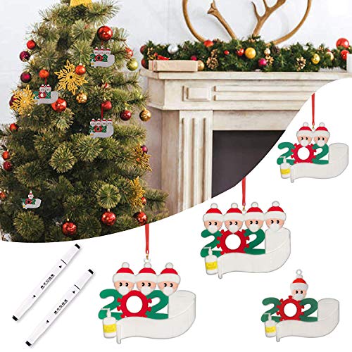 Kardition 2020 Adornos Navideños, Adornos Árbol de Navidad Decoraciones Navideñas Personalizadas para Familias Sobrevivida, Regalo Creativo de Navidad Decoración Casa, Familia de 1,2,3,4 [6 PCS]