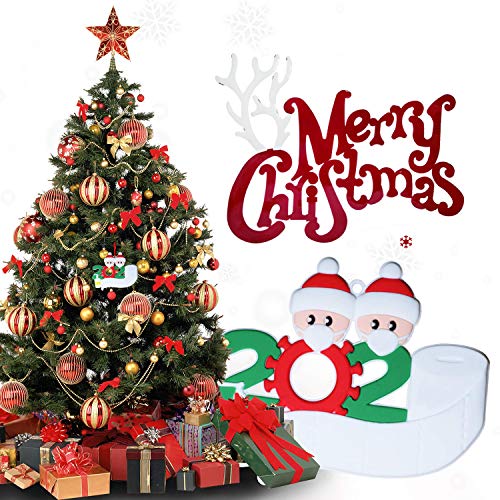 Kardition 2020 Adornos Navideños, Adornos Árbol de Navidad Decoraciones Navideñas Personalizadas para Familias Sobrevivida, Regalo Creativo de Navidad Decoración Casa, Familia de 1,2,3,4 [6 PCS]