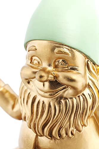 KARE MC - Figura Decorativa (19 cm), diseño de Enano meditando, Color Dorado y Verde KARE MC - Figura Decorativa (19 cm), diseño de Enano meditando, Color Dorado y Verde