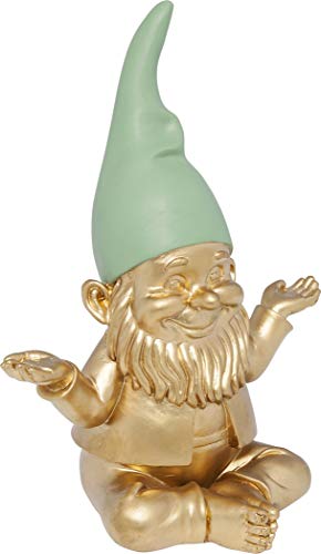 KARE MC - Figura Decorativa (19 cm), diseño de Enano meditando, Color Dorado y Verde