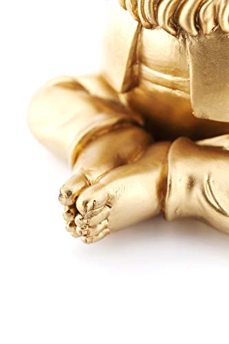 KARE MC - Figura Decorativa (19 cm), diseño de Enano meditando, Color Dorado y Verde KARE MC - Figura Decorativa (19 cm), diseño de Enano meditando, Color Dorado y Verde