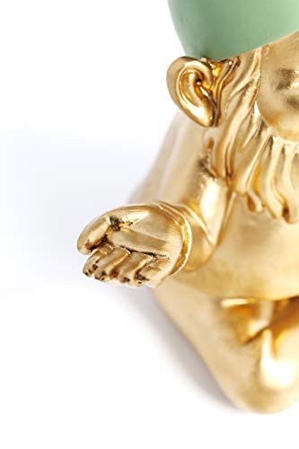 KARE MC - Figura Decorativa (19 cm), diseño de Enano meditando, Color Dorado y Verde KARE MC - Figura Decorativa (19 cm), diseño de Enano meditando, Color Dorado y Verde
