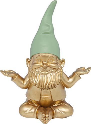KARE MC - Figura Decorativa (19 cm), diseño de Enano meditando, Color Dorado y Verde KARE MC - Figura Decorativa (19 cm), diseño de Enano meditando, Color Dorado y Verde
