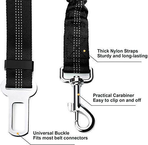 Karpo Cinturón de Seguridad de Coche para Perros, Cinturón Perro Coche con elástico y Fuerte mosquetón, Universal para trasportar Mascotas Más Duradero para Todas Las Razas Perros y Gatos, Negro 2pcs Karpo Cinturón de Seguridad de Coche para Perros, Cinturón Perro Coche con elástico y Fuerte mosquetón, Universal para trasportar Mascotas Más Duradero para Todas Las Razas Perros y Gatos, Negro 2pcs