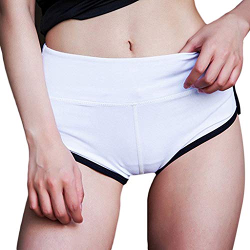 Karrychen Mujeres Sexy Sport Booty Dolphin Shorts Running Yoga Cintura elástica Hot Pants Brief- Blanco # S