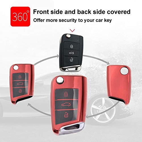 kaser Funda de Silicona para Llave VW Volkswagen – Cover Carcasa de TPU Cromo Suave para VW Golf MK7 Tiguan Passat Seat Ibiza Leon Skoda Octavia Protección Llaveros Mando a Distancia (Rojo) kaser Funda de Silicona para Llave VW Volkswagen – Cover Carcasa de TPU Cromo Suave para VW Golf MK7 Tiguan Passat Seat Ibiza Leon Skoda Octavia Protección Llaveros Mando a Distancia (Rojo)