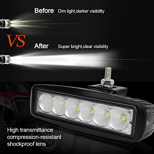 Kashine 18W LED Luz de Trabajo Bar Lampara de Niebla Inundación del LED Faro Auto Camion Carro ATV SUV Barco Minería Tractor 6000K (2 Piezas)